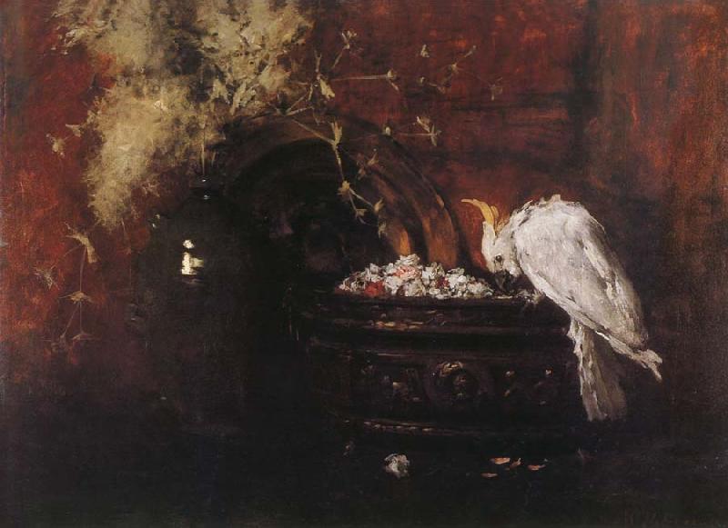 William Merritt Chase Still life and parrot France oil painting art